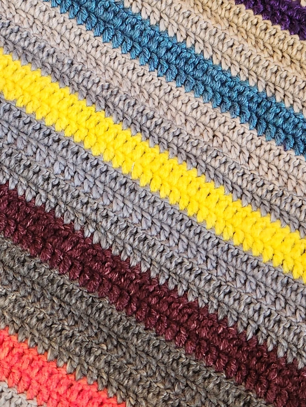 Handmade Baby Toddler Blanket Multicolor Stripes Crochet Wool Blend Afghan Knit